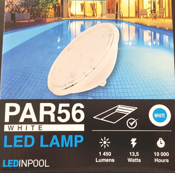 LAMPADA LED BIANCA PAR 56 SEAMAID RICAMBIO FARO PER PISCINA 13,5 W. 12 V. 1450 LUMENS